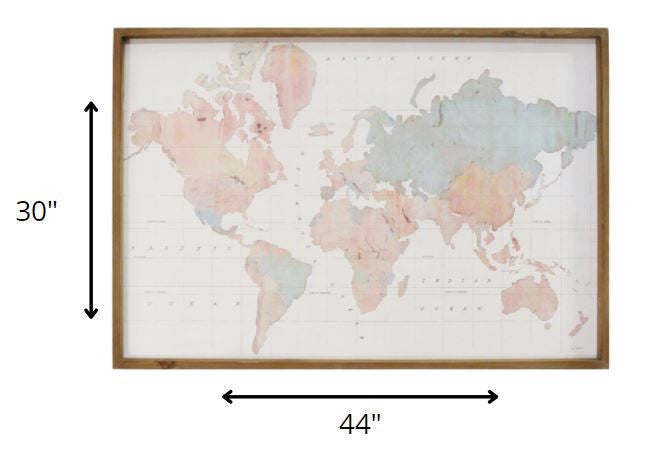 Watercolor World Map Wood Framed Wall Art By Homeroots | Wall Decor | Modishstore - 4