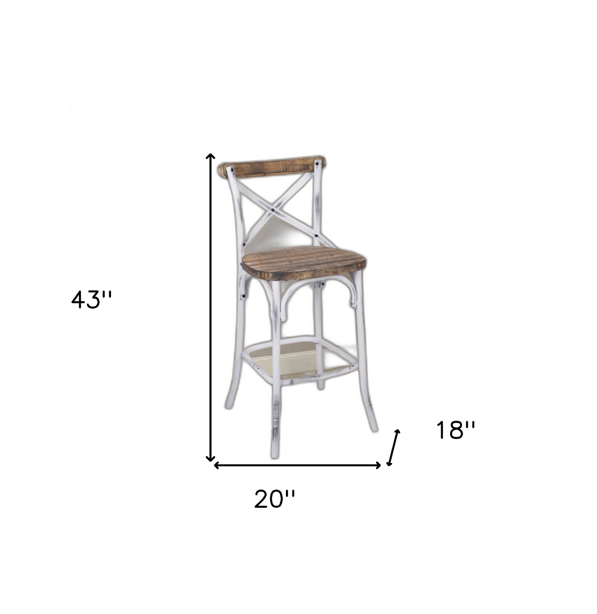 Antique White Wooden Bar Chair By Homeroots | Bar Stools | Modishstore - 8