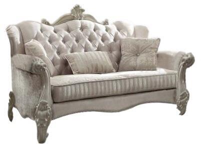 Ivory Velvet Loveseat W Pillows By Homeroots | Loveseats | Modishstore