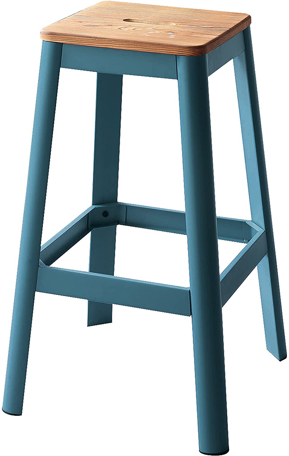 Contrast Teal And Natural Wood Bar Stool By Homeroots | Bar Stools | Modishstore - 2