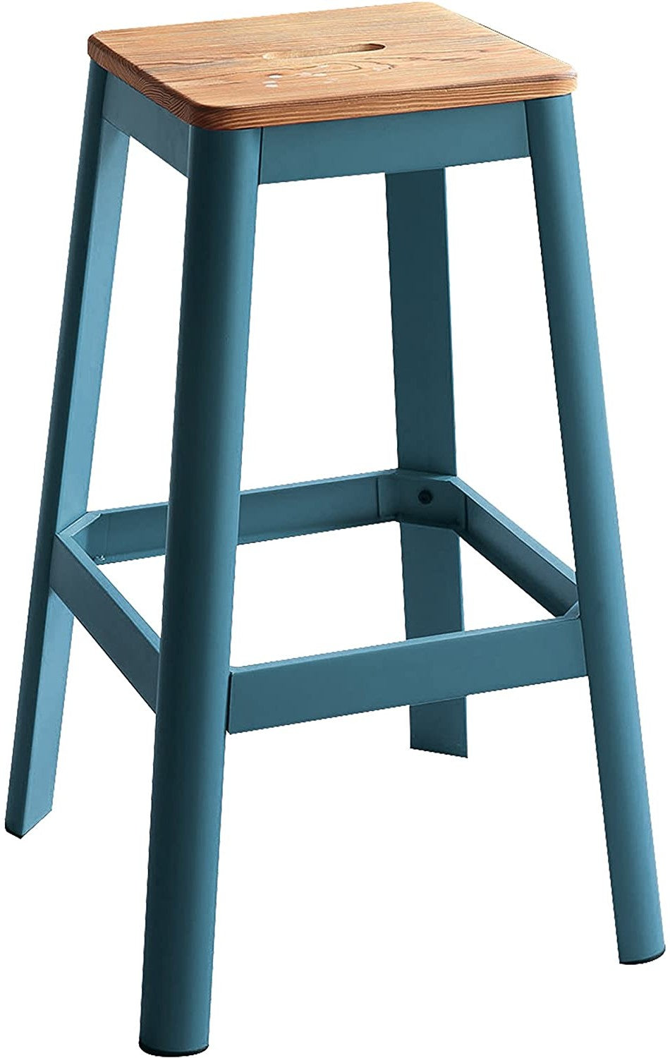 Contrast Teal And Natural Wood Bar Stool By Homeroots | Bar Stools | Modishstore - 3