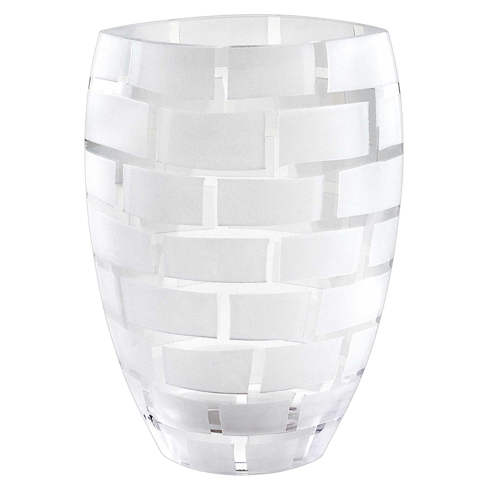 12" Mouth Blown Frosted Crystal European Made Wall Design Vase By Homeroots | Vases | Modishstore