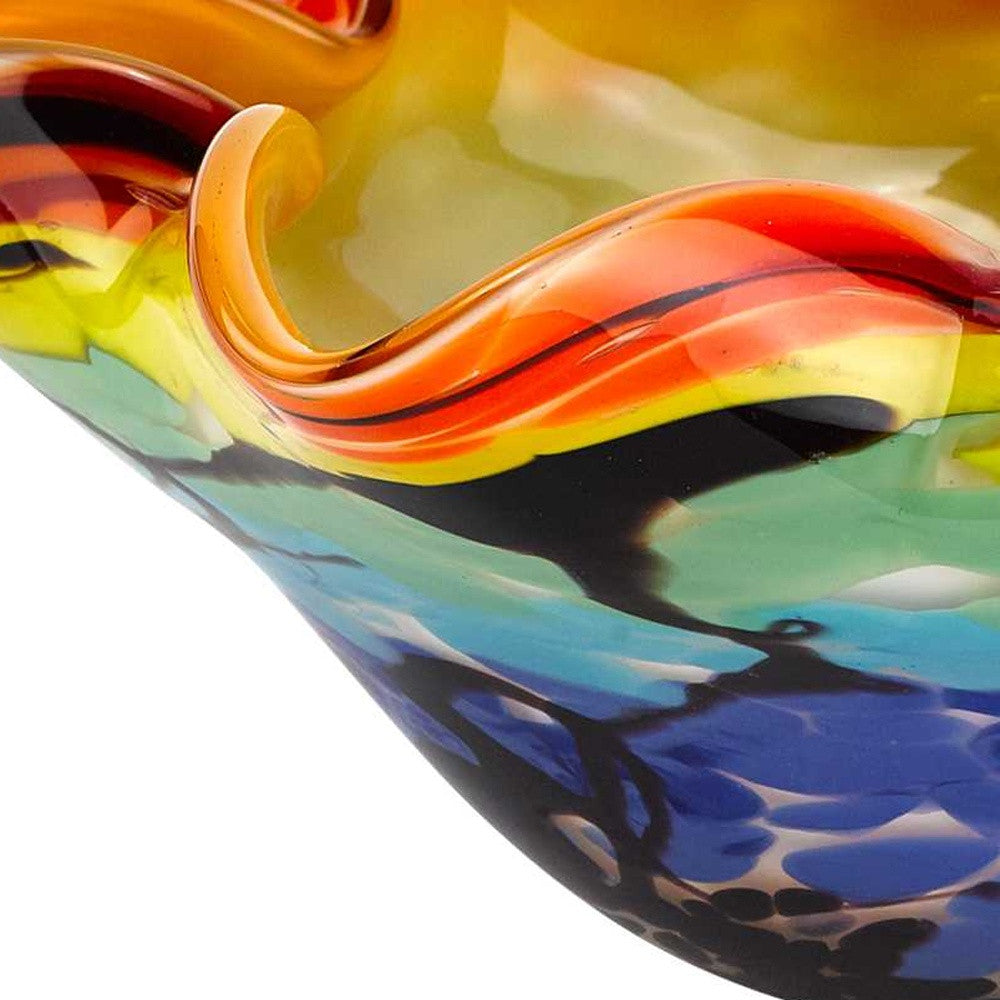 85 Mouth Blown Art Glass Wavy Inch Centerpiece Or Candy Bowl By Homeroots | Decorative Bowls | Modishstore - 5