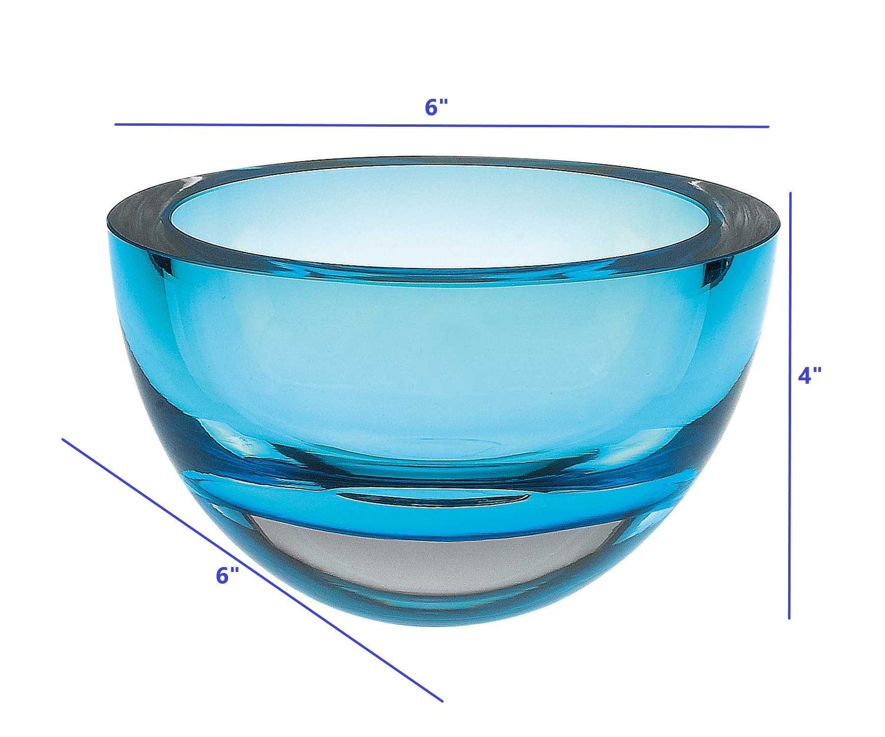 6 Mouth Blown European Made Lead Free Aqua Blue Crystal Bowl By Homeroots | Decorative Bowls | Modishstore - 4