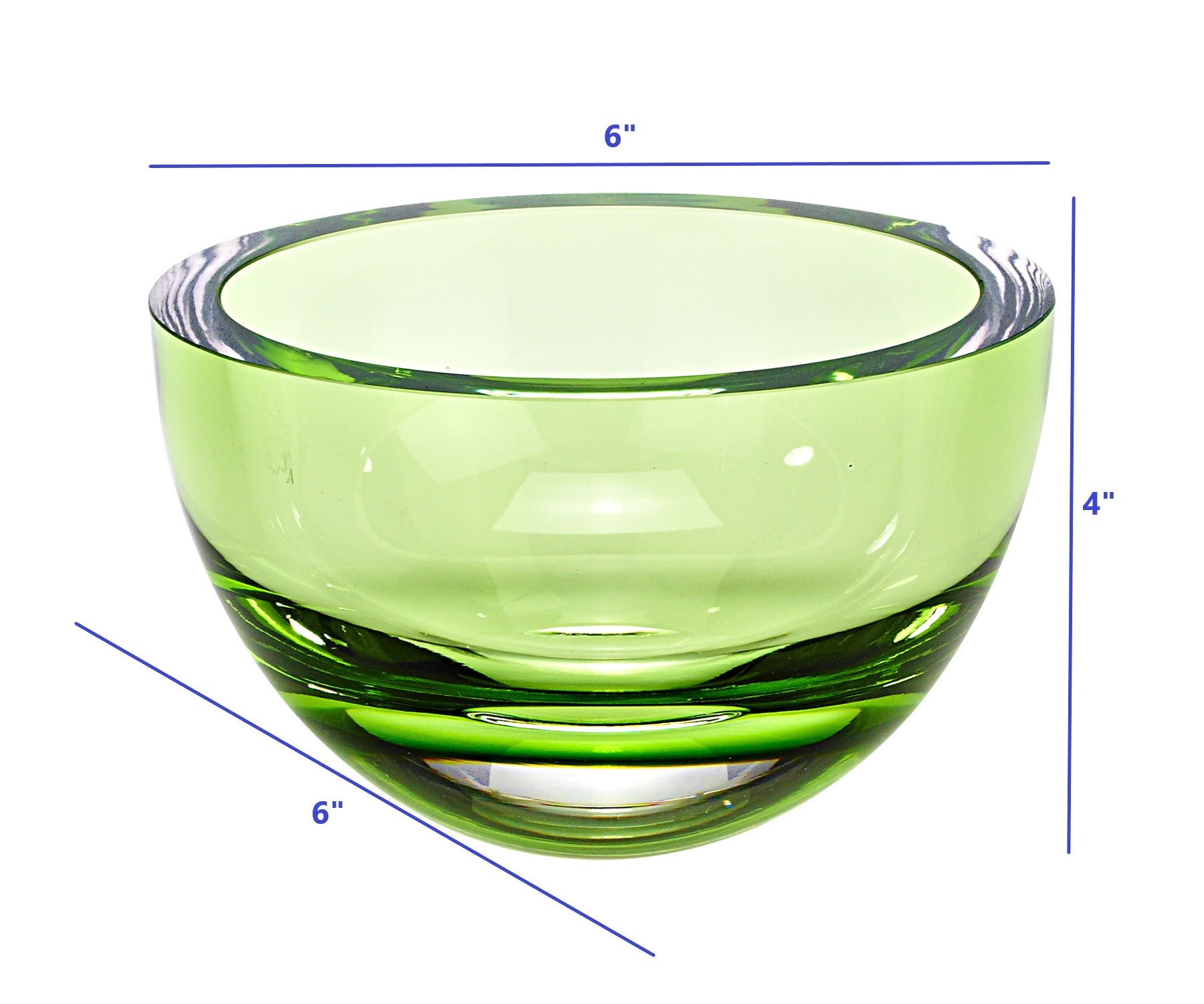 6 Mouth Blown Crystal European Made Lead Free Spring Green Bowl By Homeroots | Decorative Bowls | Modishstore - 4