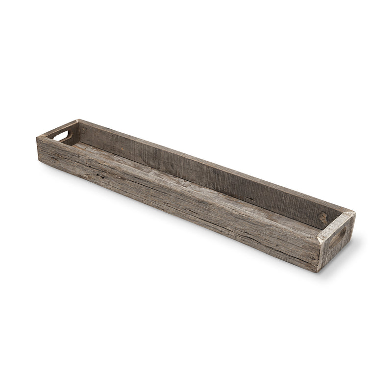 Large Natural Brown Reclaimed Wood With Grains And Knots Highlight Tray By Homeroots | Trays | Modishstore