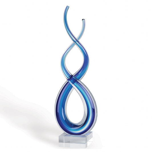 14 Contemporary Blue Art Glass Centerpiece By Homeroots | Sculptures | Modishstore
