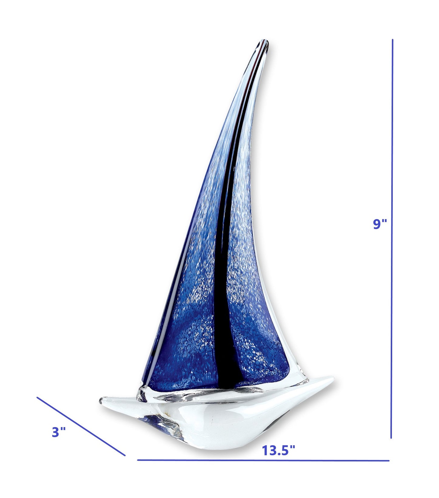 9 Blue Art Glass Sailboat By Homeroots | Sculptures | Modishstore - 4