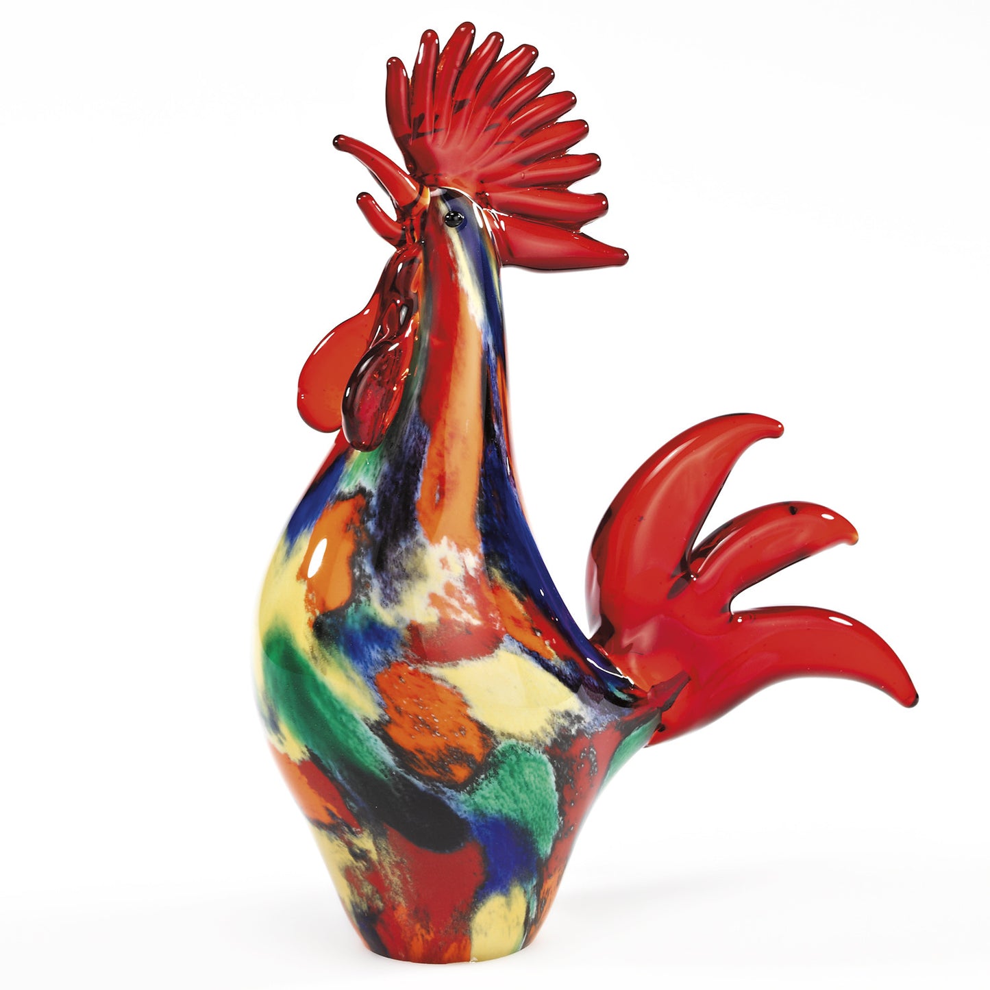 11 MultiColor Artistic Glass Rooster By Homeroots | Sculptures | Modishstore