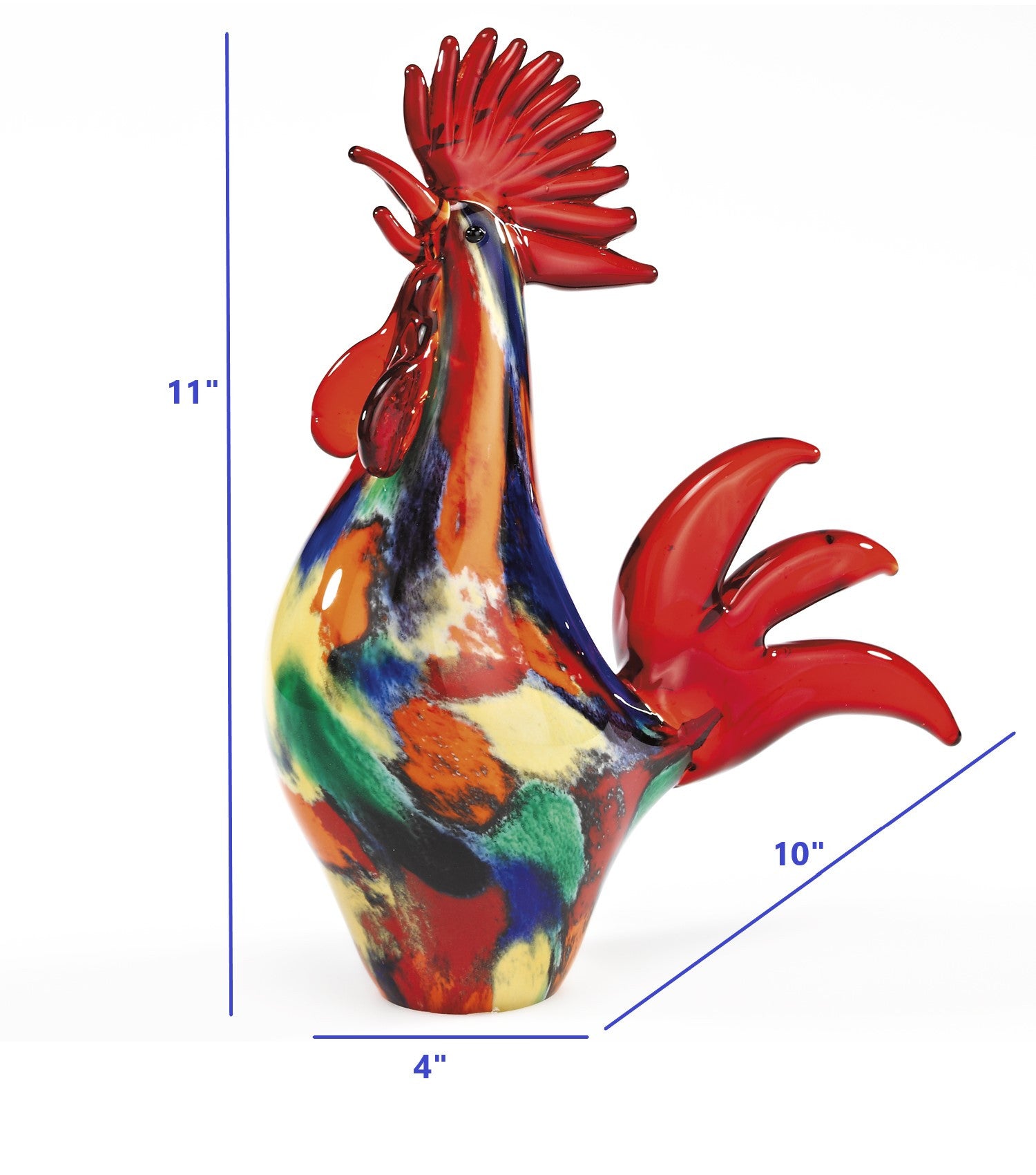 11 MultiColor Artistic Glass Rooster By Homeroots | Sculptures | Modishstore - 4