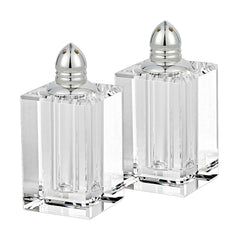 Handcrafted Optical Crystal And Silver Large Size Salt And Pepper Shakers By Homeroots