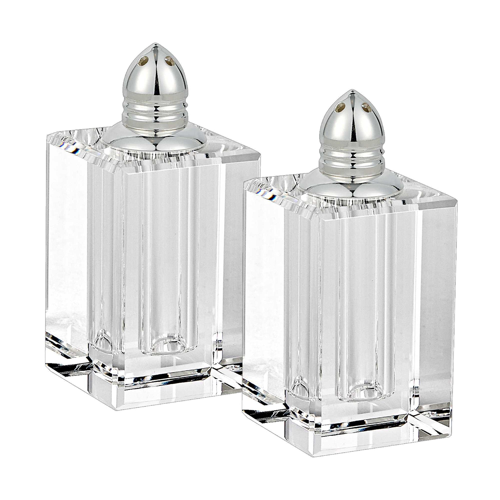 Handcrafted Optical Crystal And Silver Large Size Salt And Pepper Shakers By Homeroots | Trays | Modishstore - 3