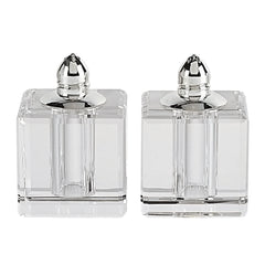 Handcrafted Optical Crystal And Silver Square Size Salt And Pepper Shakers By Homeroots