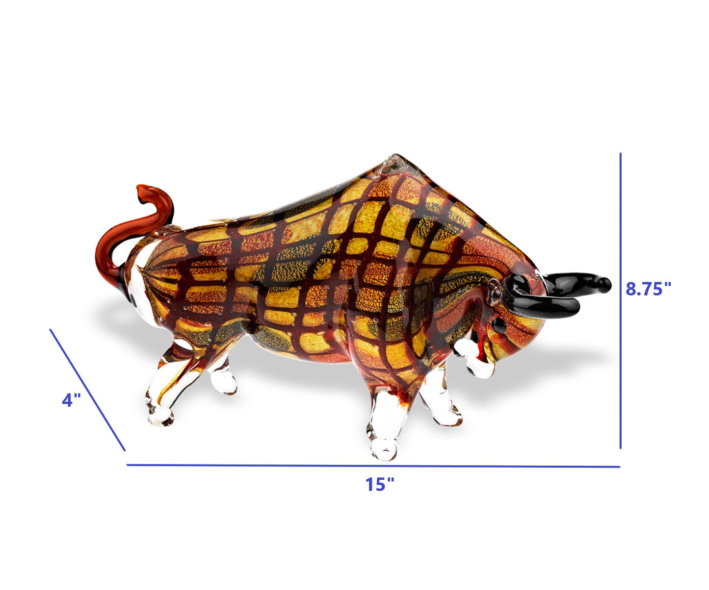 9 MultiColor Large Bull Art Glass By Homeroots | Sculptures | Modishstore - 4