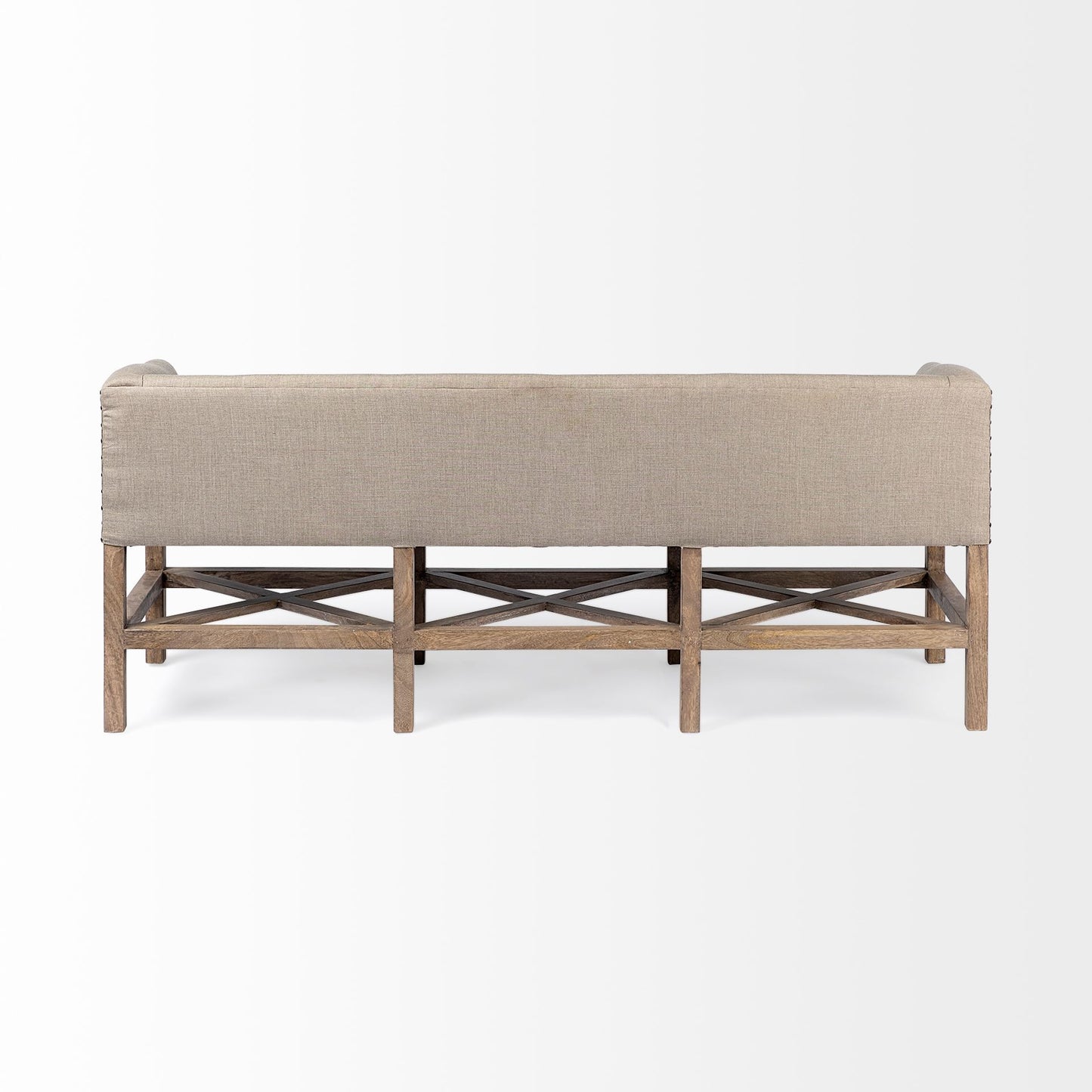 Rectangular Mango WoodLight Brown Finish W Beige Fabric Covered Seat Accent Bench By Homeroots | Benches | Modishstore - 3