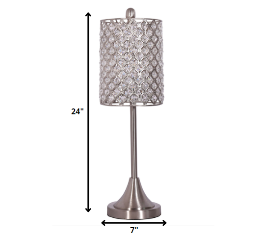 Set of 2 Metal Table Lamps with Crystal Bead Shade By Homeroots | Table Lamps | Modishstore - 5