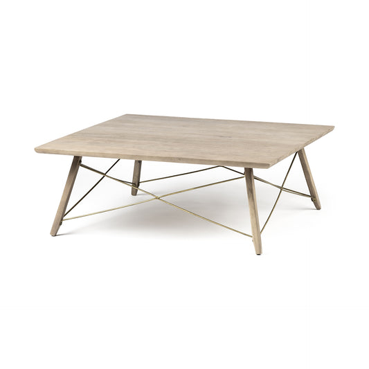 Square Solid Wood Top & Legs Coffee Table wMetal Bracing By Homeroots | Coffee Tables | Modishstore