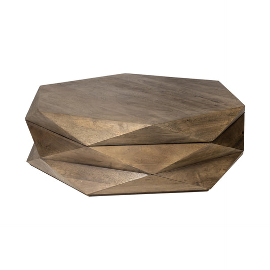 Hexagonal Hinged Solid Wood Top and Base Coffee Table By Homeroots | Coffee Tables | Modishstore