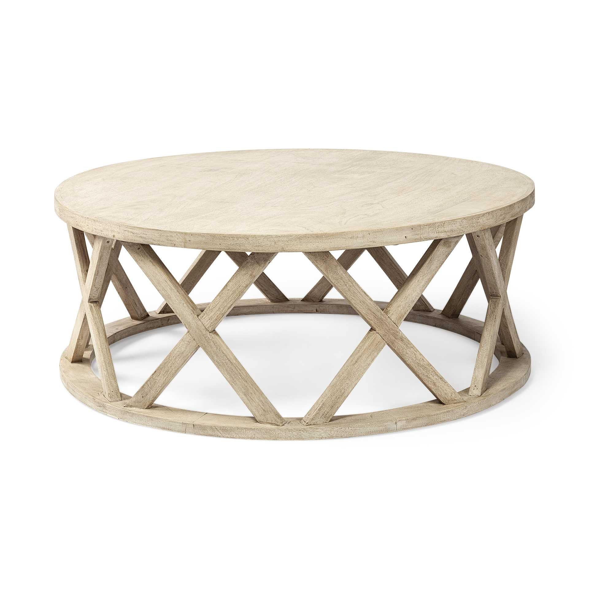 46' Round White Solid Wood Top and Base Coffee Table By Homeroots | Coffee Tables | Modishstore