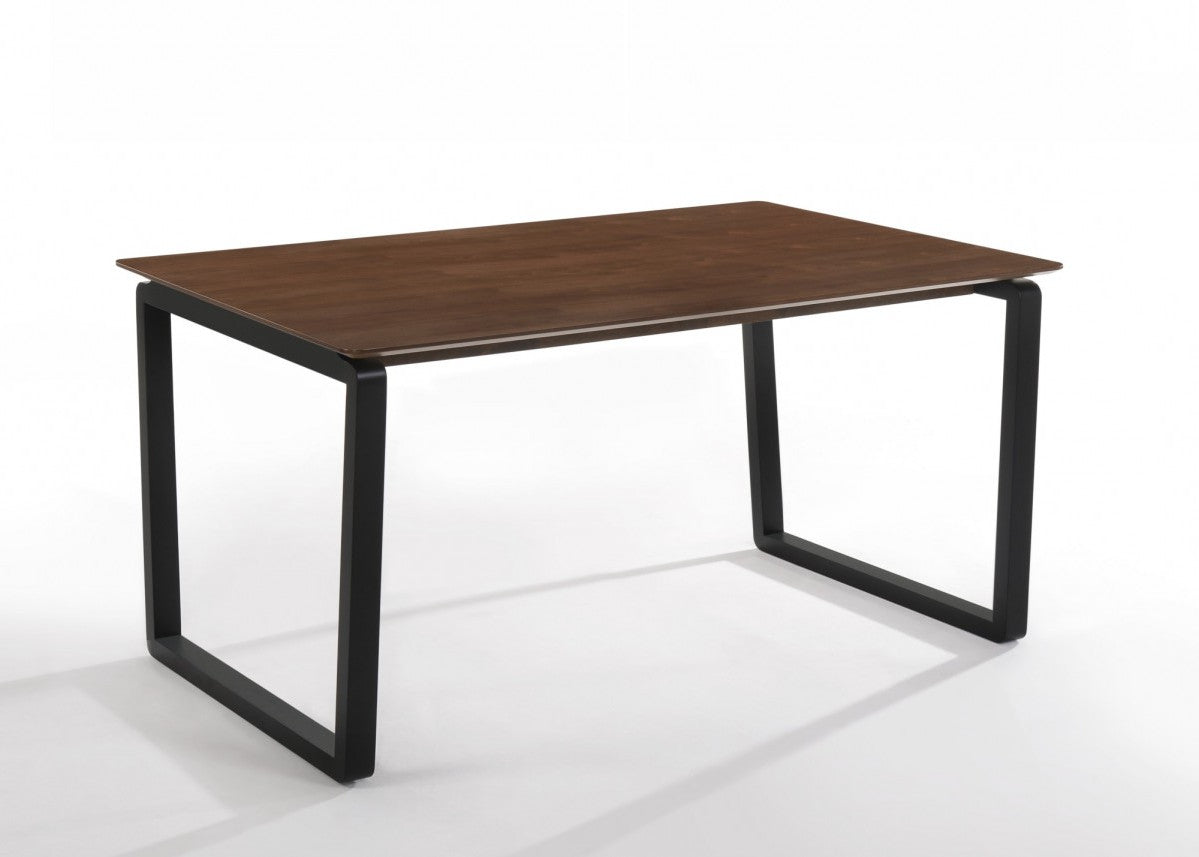 Rectangular Modern Walnut Finish Dining Table with Black Metal U shape legs By Homeroots | Ottomans | Modishstore - 2