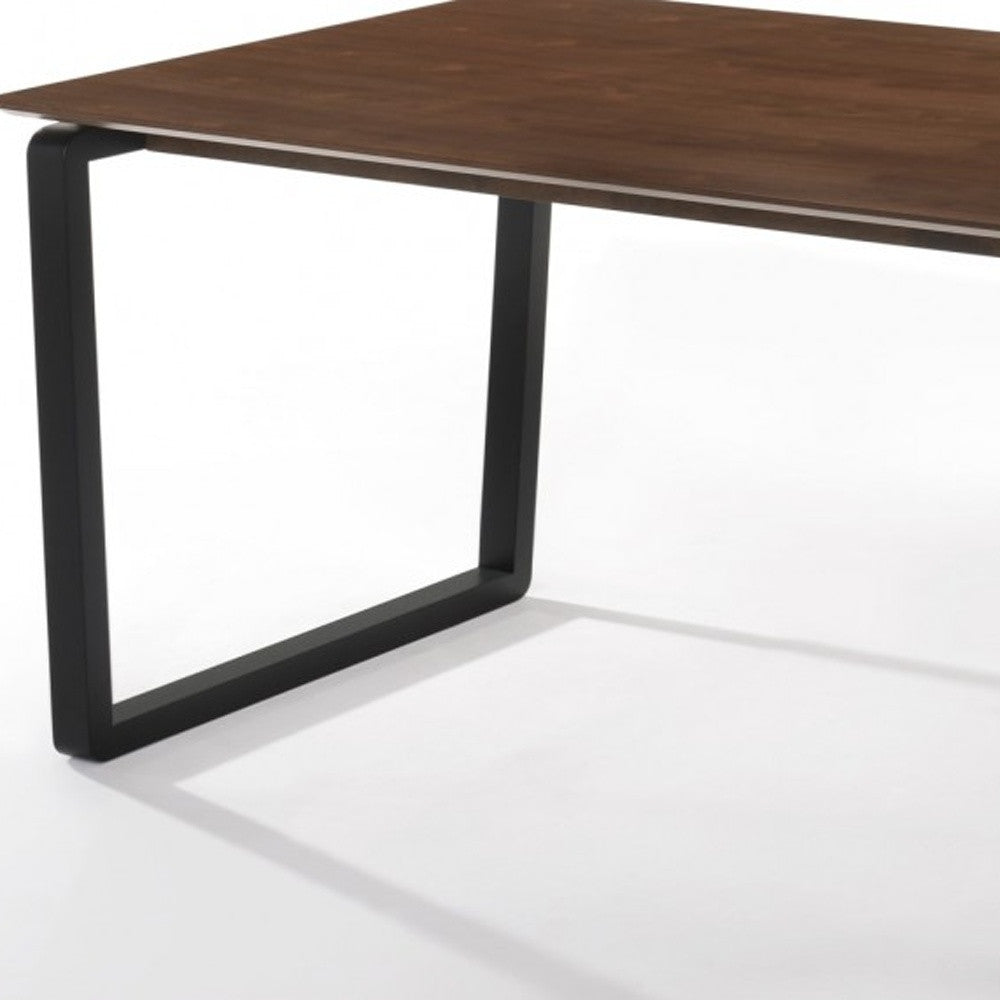 Rectangular Modern Walnut Finish Dining Table with Black Metal U shape legs By Homeroots | Ottomans | Modishstore - 3