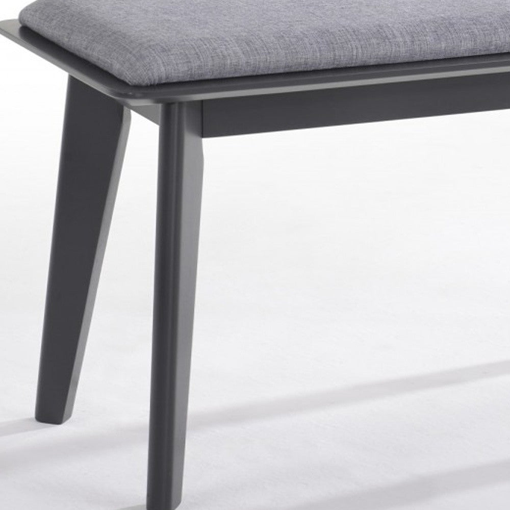 Modern Grey Fabric Upholstered Dining Bench with Charcoal Grey painted wood legs By Homeroots | Benches | Modishstore - 3