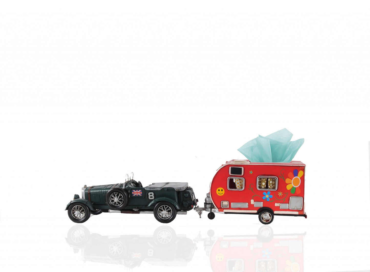 Red Camper Trailer Model Tissue Holder By Homeroots | Sculptures | Modishstore - 2