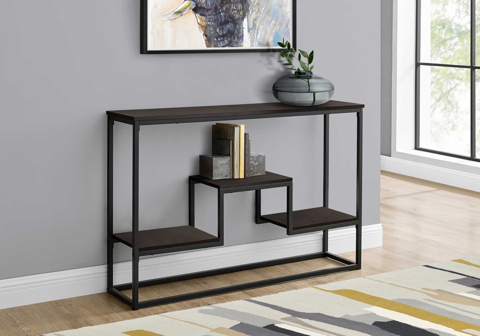 48" Rectangular Taupe Wood Look Hall Console Accent Table By Homeroots | Console Tables | Modishstore - 7