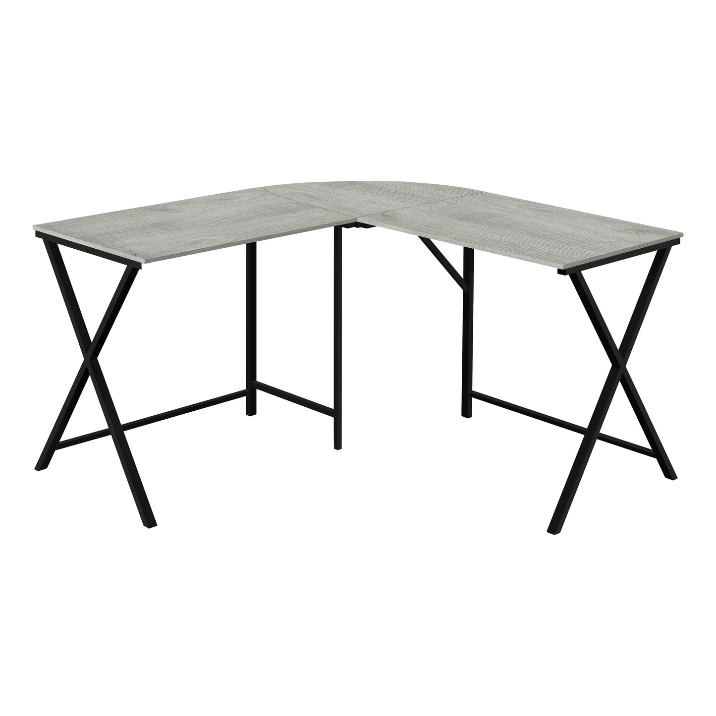 55" White Top and Black Metal Corner Computer Desk By Homeroots | Desks | Modishstore - 5