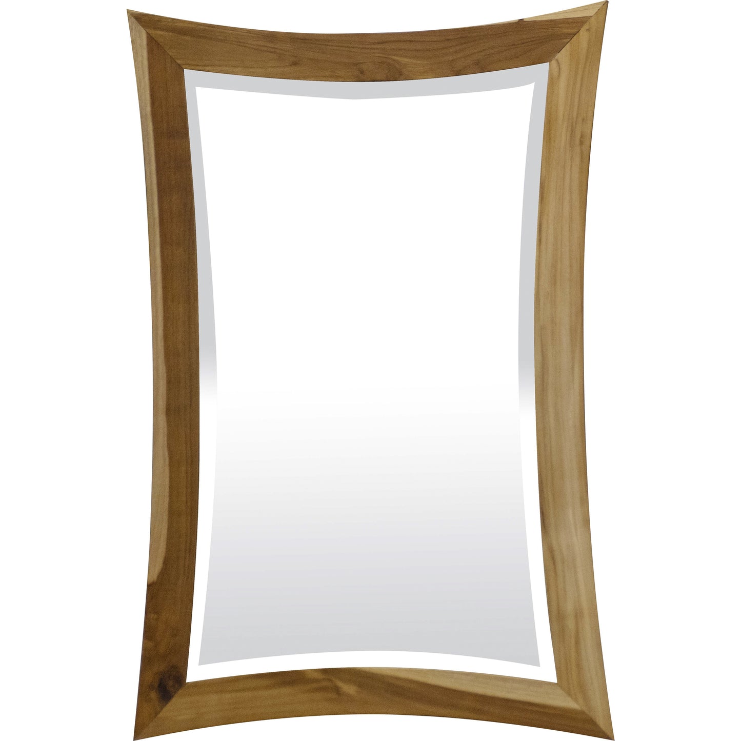 Modern Curves Solid Teak Wall Mirror in Natural Finish By Homeroots | Mirrors | Modishstore - 2