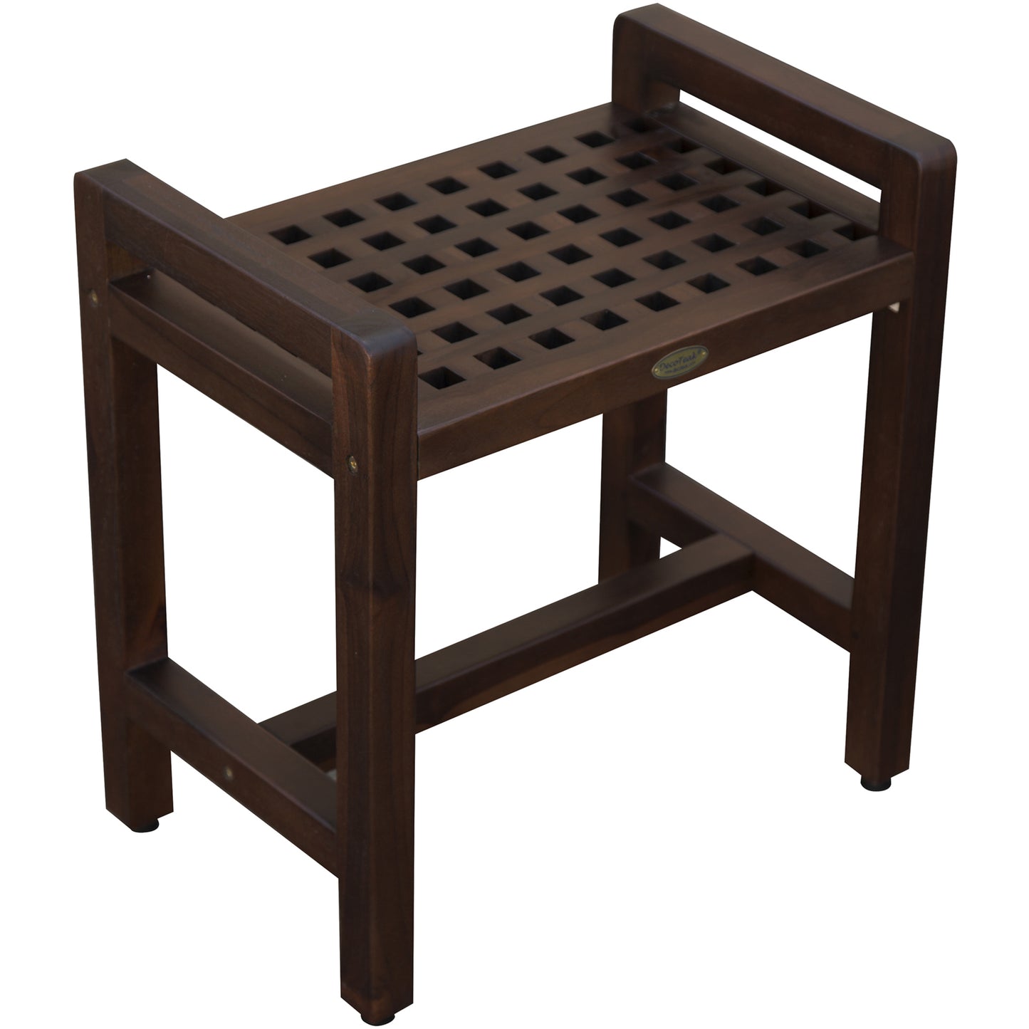 Rectangular Teak Lattice Pattern Shower or Outdoor Bench in Brown Finish By Homeroots | Outdoor Stools & Benches | Modishstore - 2