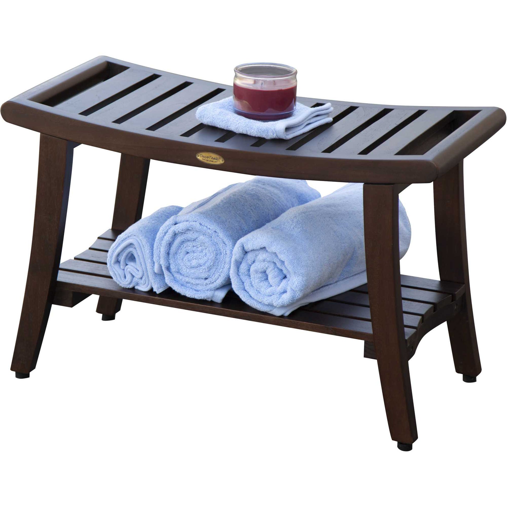 Contemporary Teak Shower Bench with Handles in Brown Finish By Homeroots | Outdoor Stools & Benches | Modishstore - 5