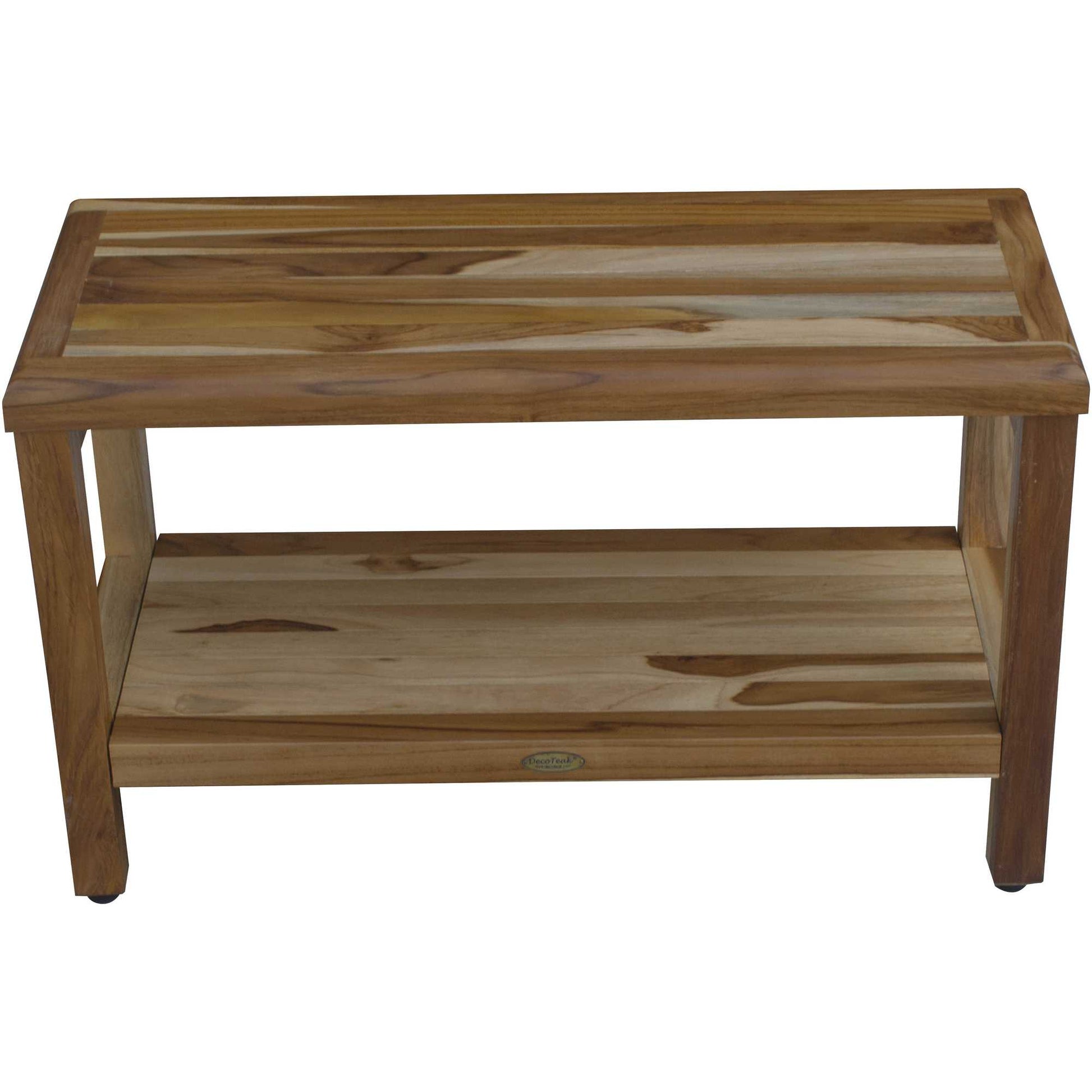 Rectangular Teak Shower Bench with Shelf in Natural Finish By Homeroots - 376698 | Outdoor Stools & Benches | Modishstore - 3