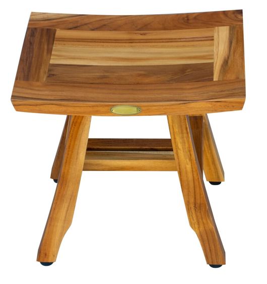 Compact Curvilinear Teak Shower or Outdoor Bench in Natural Finish By Homeroots | Outdoor Stools & Benches | Modishstore - 3