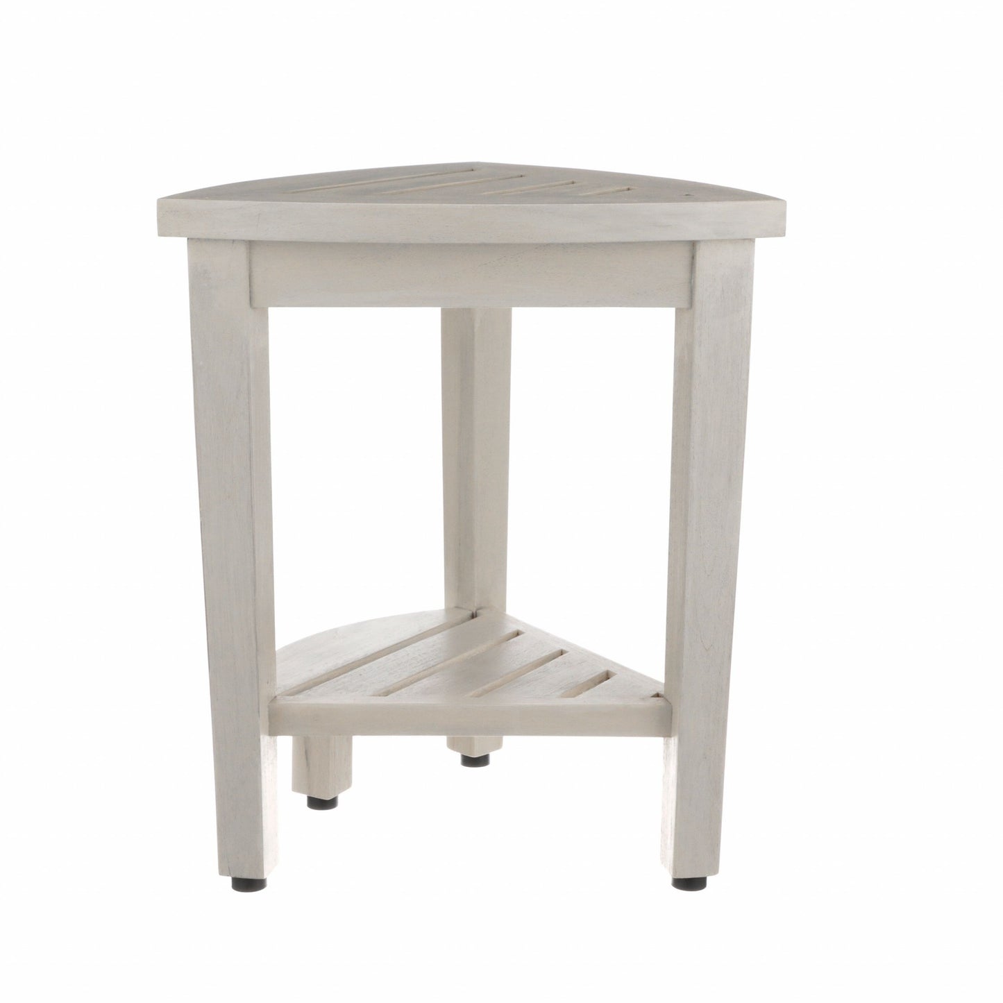 Compact Teak Corner Shower Stool with Shelf in Whitewash Finish By Homeroots | Outdoor Stools & Benches | Modishstore - 4