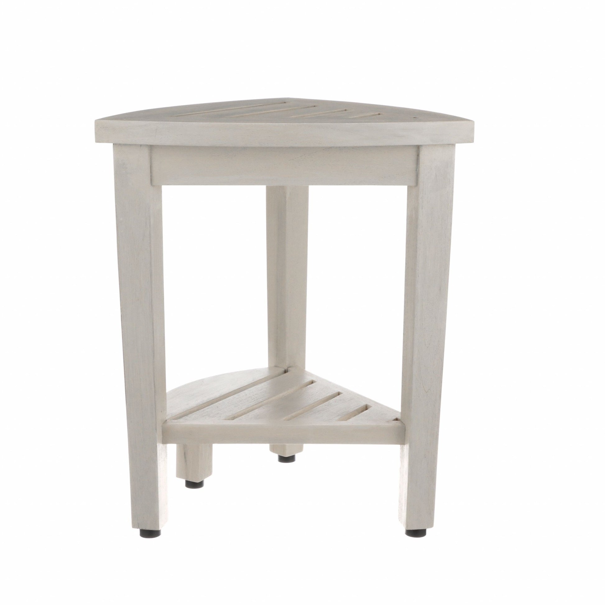 Compact Teak Corner Shower Stool with Shelf in Whitewash Finish By Homeroots | Outdoor Stools & Benches | Modishstore - 4