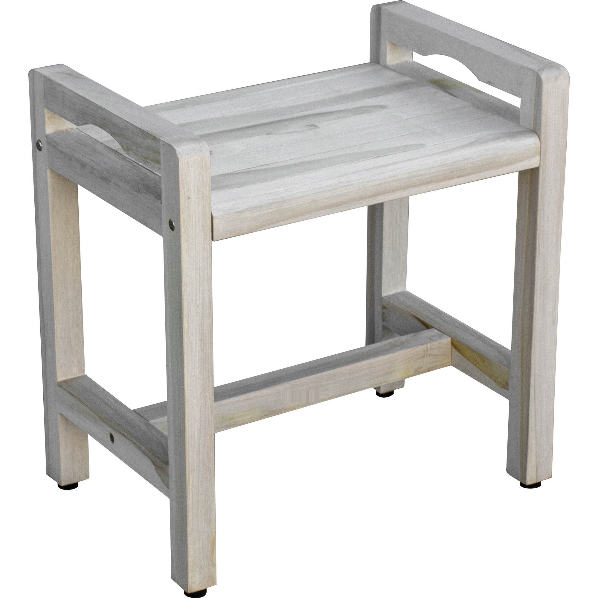 Rectangular Teak Shower Bench with Handles in White Finish By Homeroot Modish Store