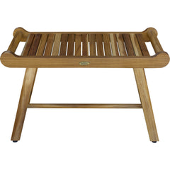 Rectangular Teak Shower Bench with Handles in Natural Finish By Homeroots - 376724