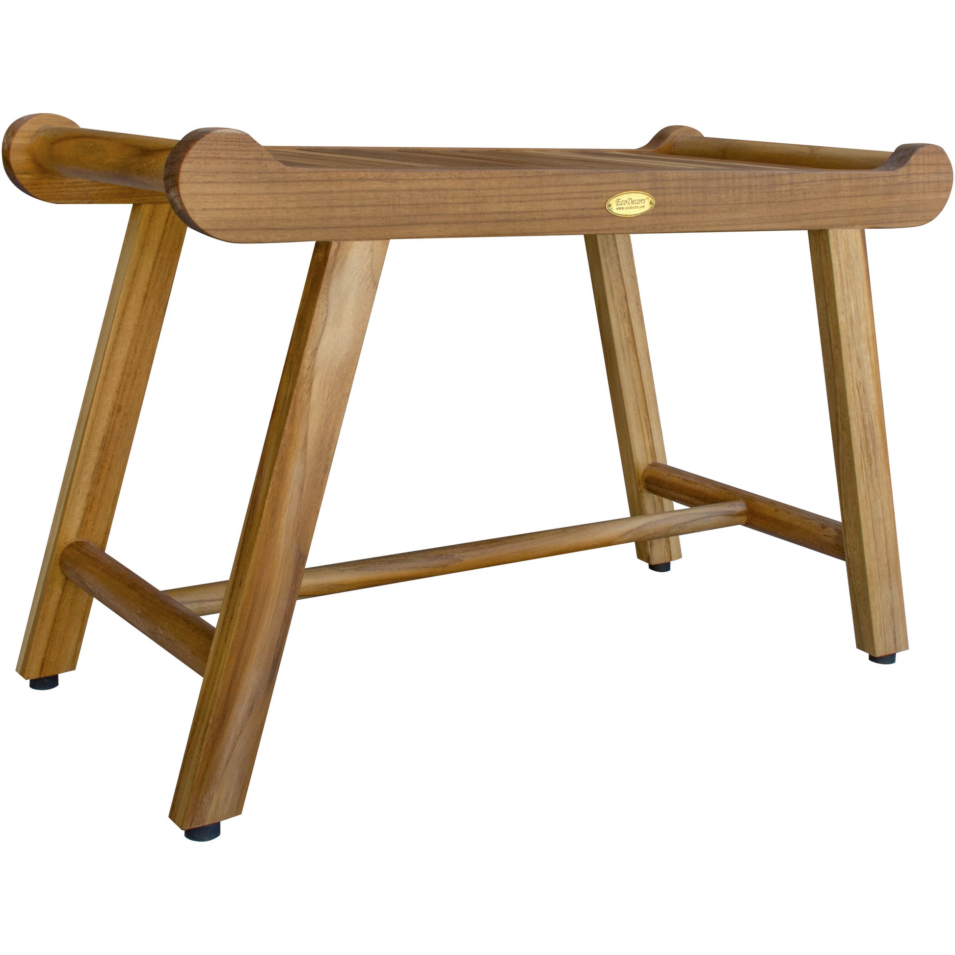 Rectangular Teak Shower Bench with Handles in Natural Finish By Homeroots - 376724 | Outdoor Stools & Benches | Modishstore - 3