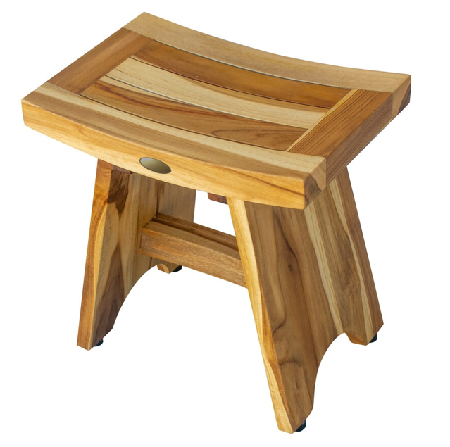 Compact Contemporary Teak Shower Stool in Natural Finish By Homeroots | Outdoor Stools & Benches | Modishstore - 5