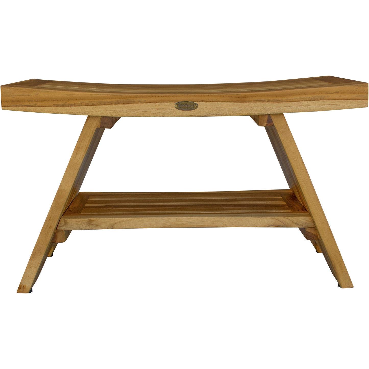 Rectangular Teak Shower Stool or Bench with Shelf in Natural Finish By Homeroots | Outdoor Stools & Benches | Modishstore - 4