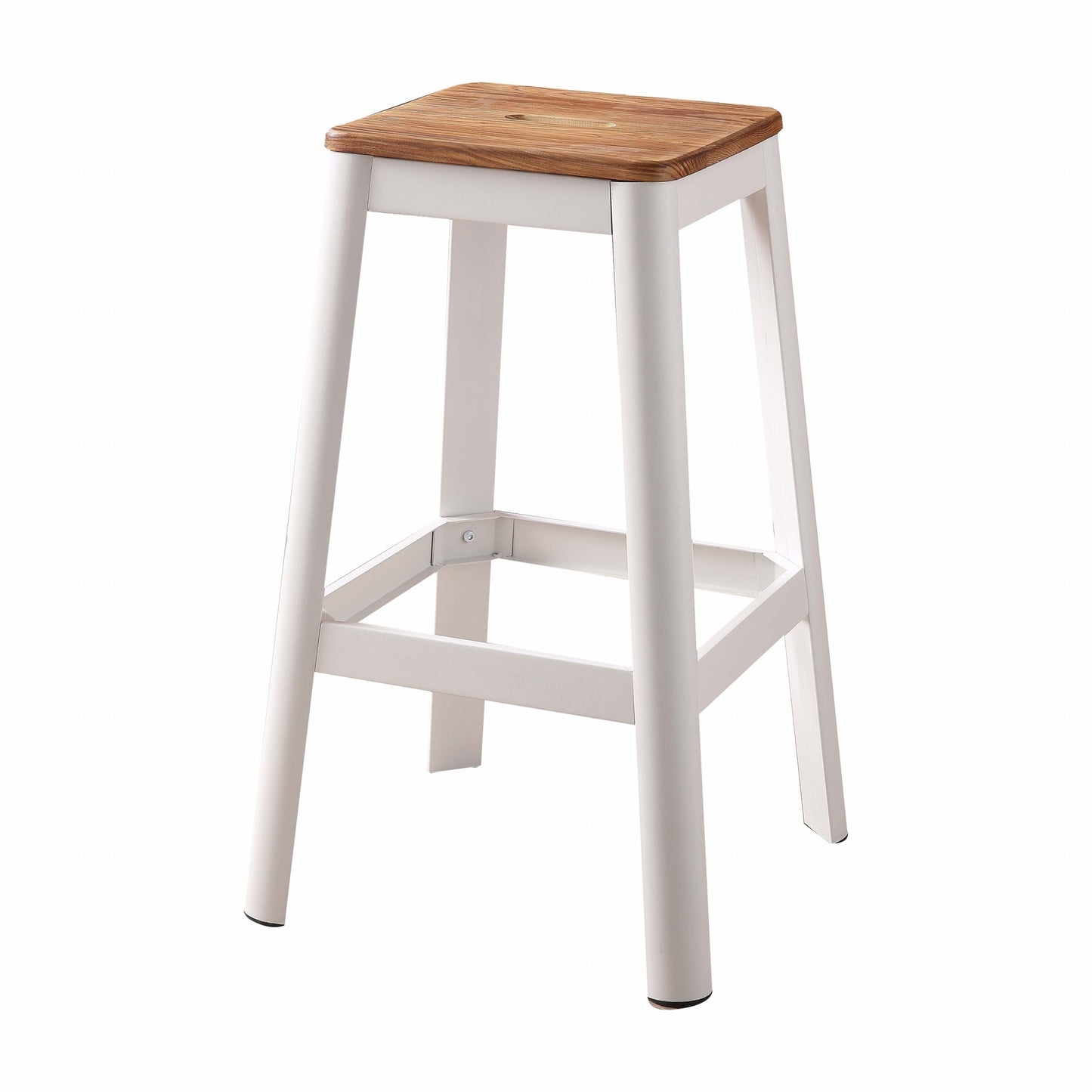 Contrast White And Natural Wood Bar Stool By Homeroots | Bar Stools | Modishstore - 2