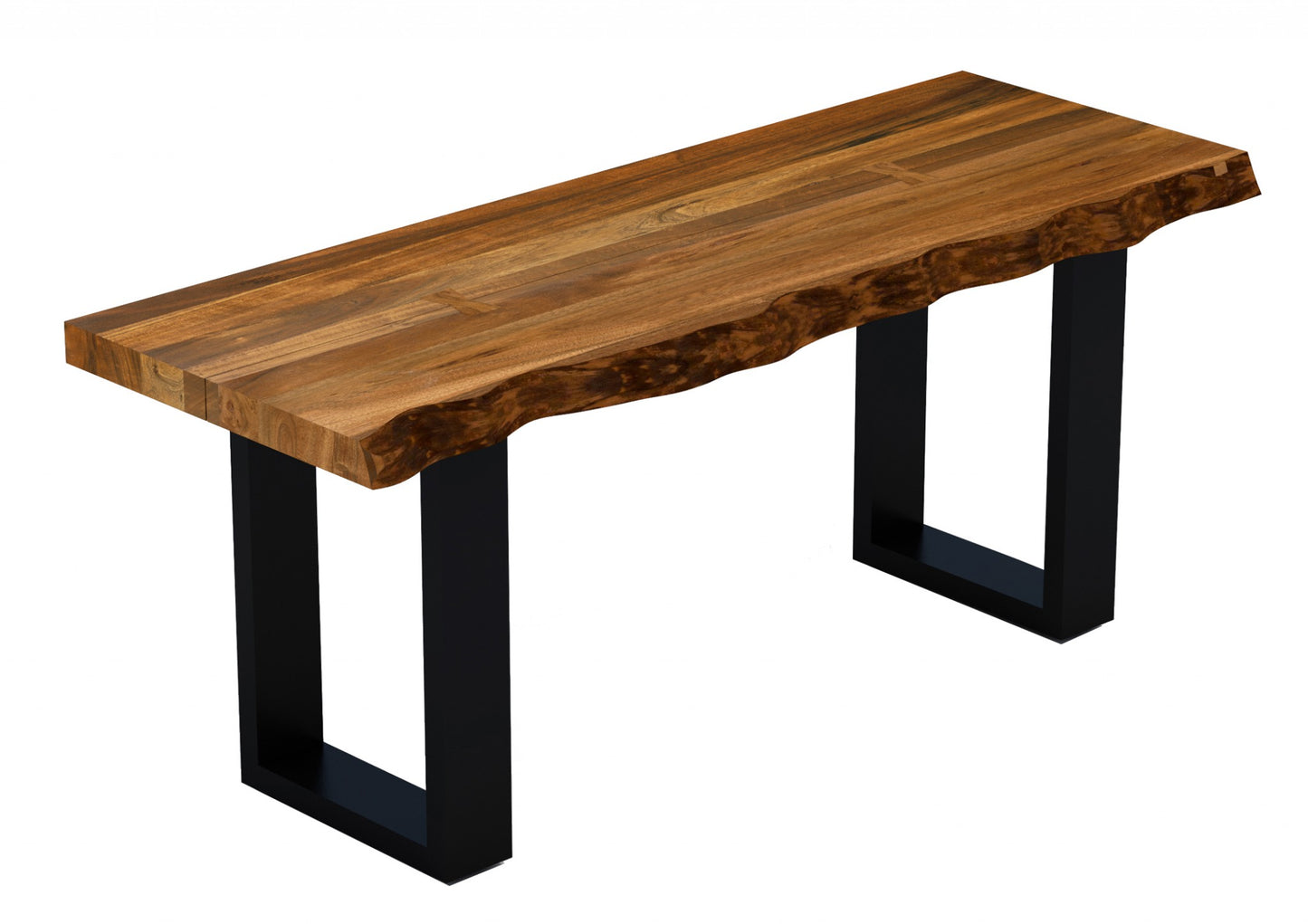 43" Live Edge Acacia Wood Bench with Black Metal Legs By Homeroots | Benches | Modishstore