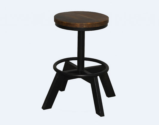 Old School Industrial Dark Wood Stool By Homeroots | Bar Stools | Modishstore