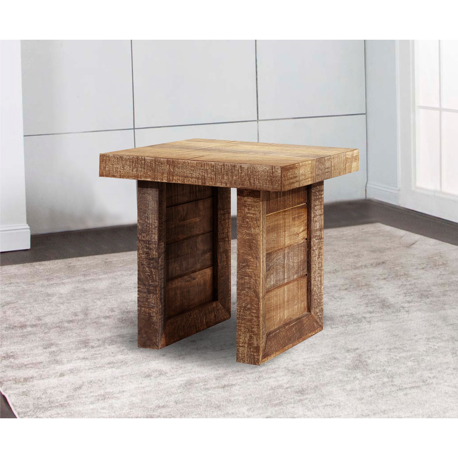 Solid Wood Butcher Block Style End or Side Table By Homeroots | Side Tables | Modishstore - 5