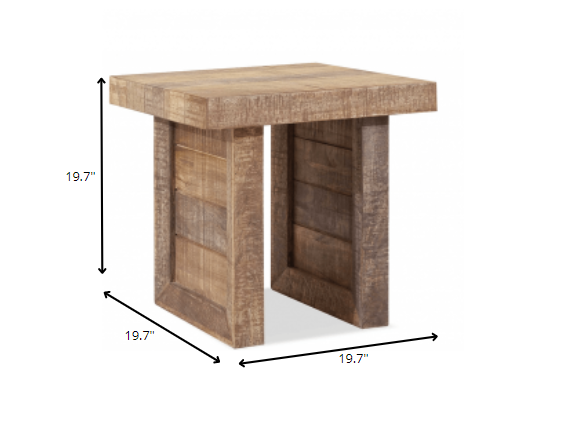 Solid Wood Butcher Block Style End or Side Table By Homeroots | Side Tables | Modishstore - 6