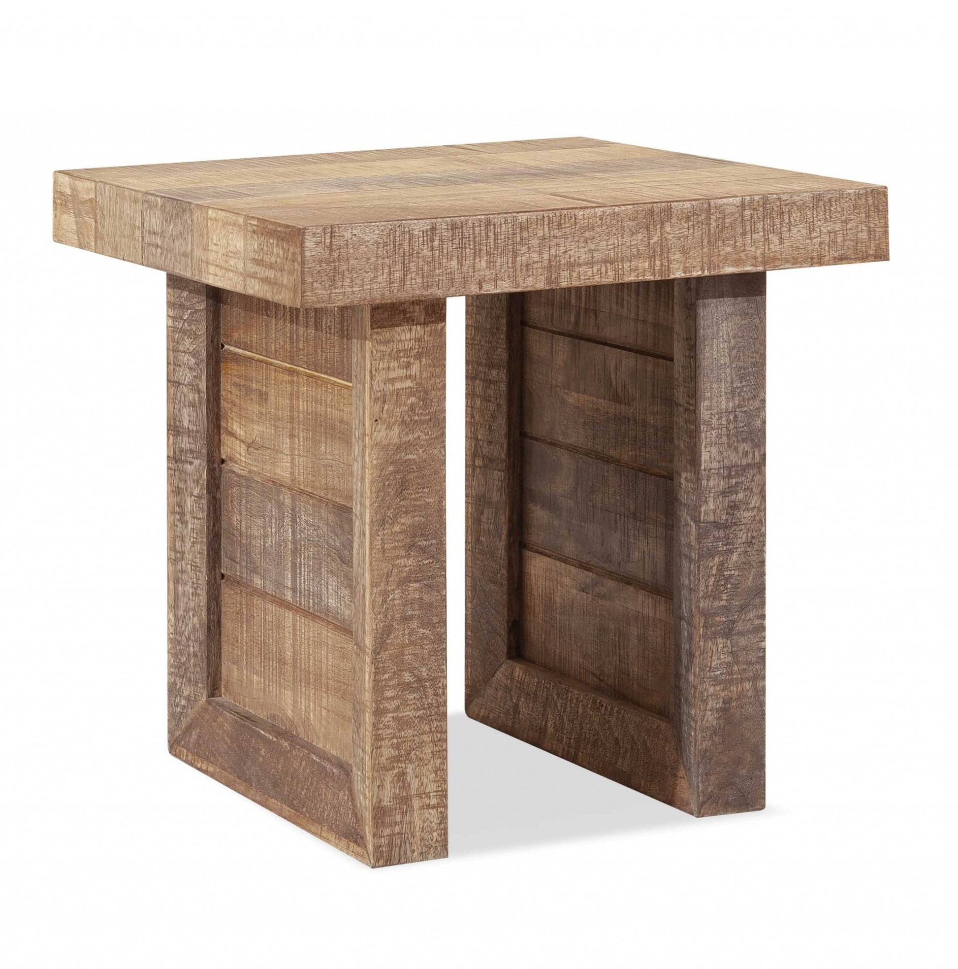 Solid Wood Butcher Block Style End or Side Table By Homeroots | Side Tables | Modishstore - 2