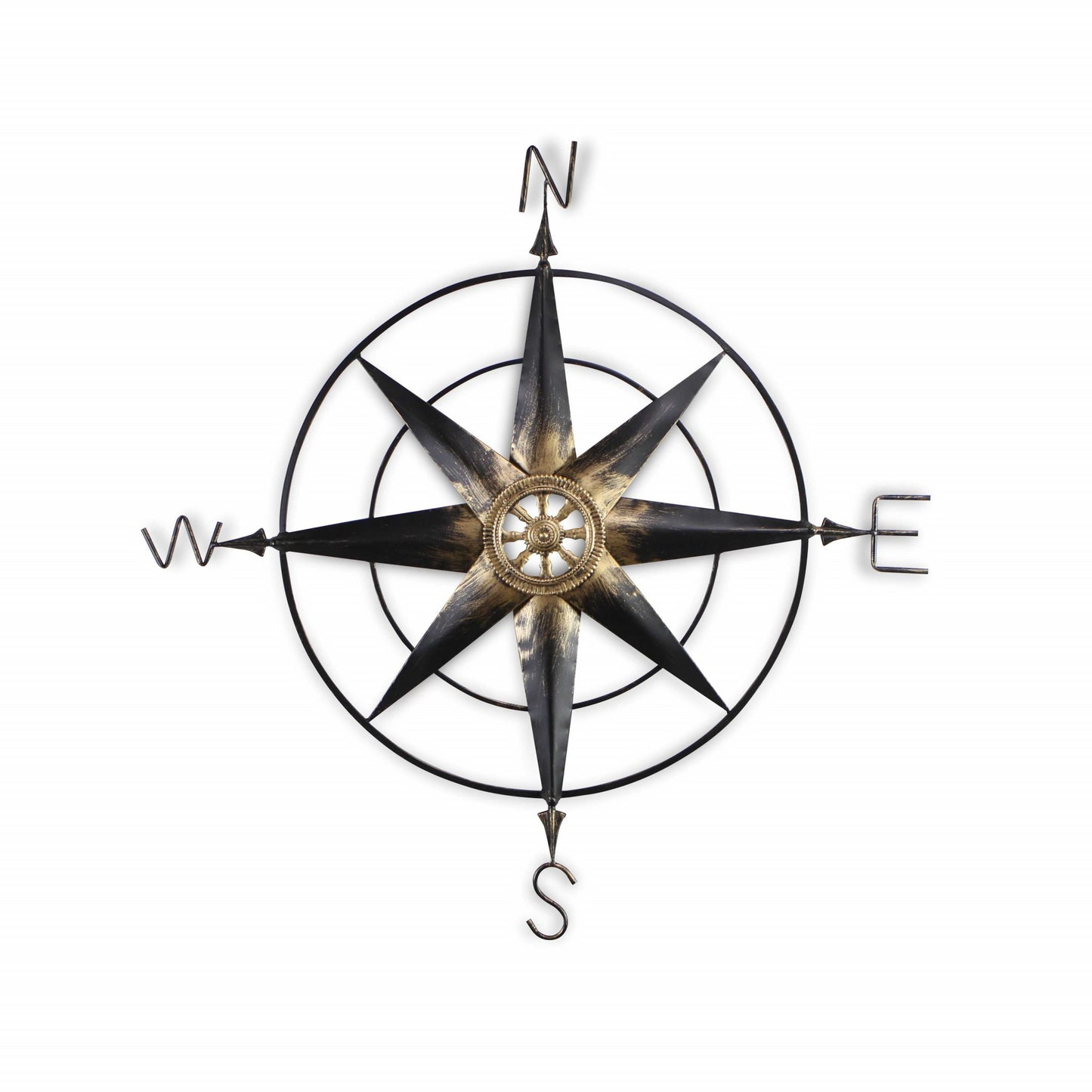 Black Metal Wall Decor Compass with Gold Center Accents By Homeroots | Wall Decor | Modishstore - 4