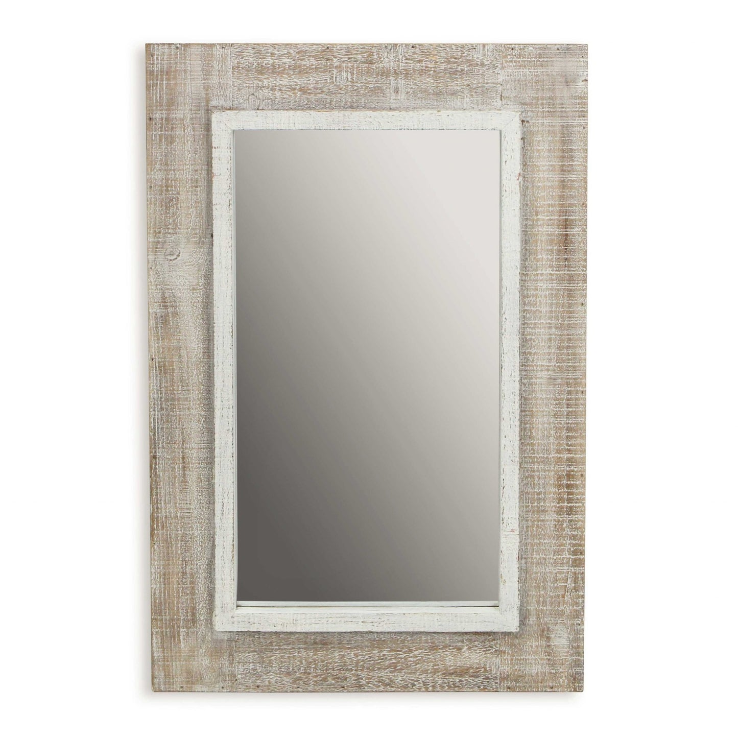 Rectangular Rustic White Wash Finish Wall Mirror By Homeroots | Mirrors | Modishstore - 4