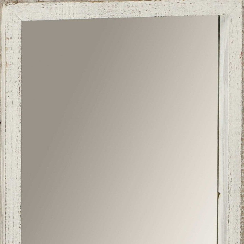 Rectangular Rustic White Wash Finish Wall Mirror By Homeroots | Mirrors | Modishstore - 6